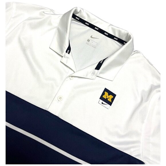 Nike MICHIGAN University NCAA College Light Activewear Golf Polo Tee Shirt Large - Picture 2 of 4
